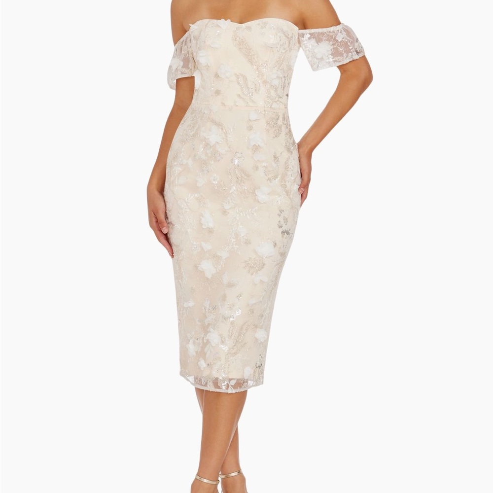 Dress the population Tara floral appliqué dress
